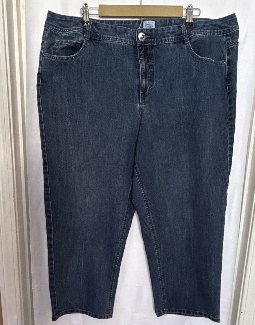 Just My Size JMS Women 24W Plus Blue Medium Wash Crop Jeans Stretch Straight